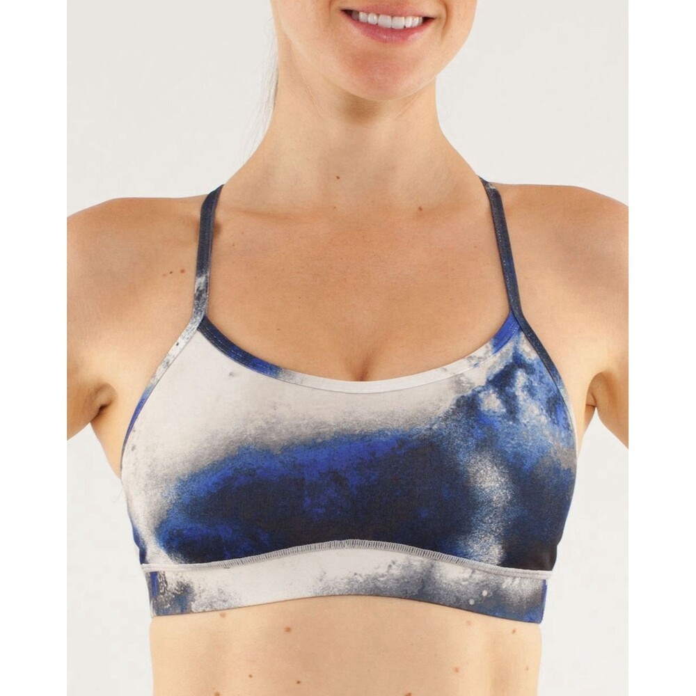 Lululemon Flow Y Bra IVMilky Way Multi Athletic Sports Bra Women’s Sz 4